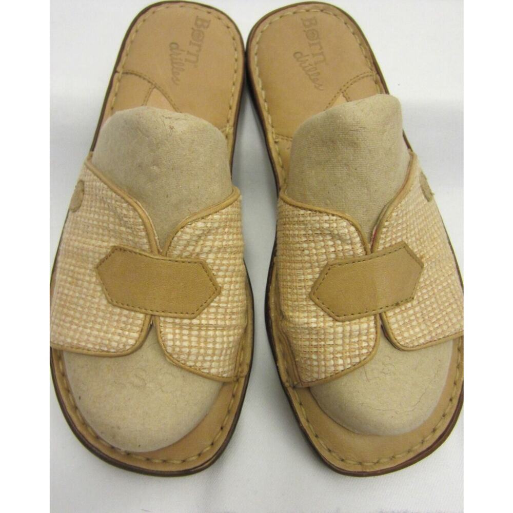 Born Drilles Tan Woven Espadrilles Beachy Slides Comfort Sandals Us 7 Eu 38